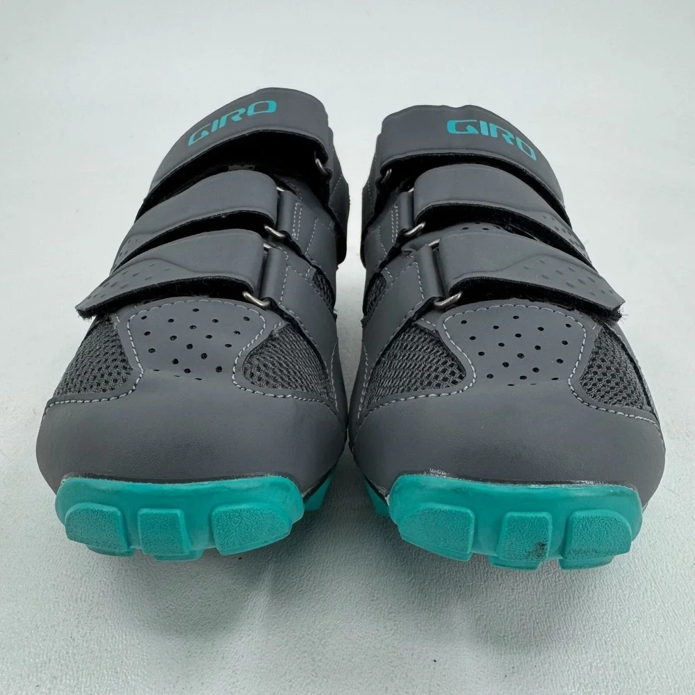 Giro Riela RII Cycling Shoes WOMENS Gray Blue Hook & Loop Close SIZE 8.5